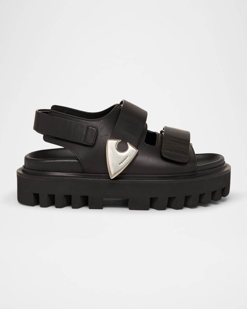 Leather Dual-Grip Platform Sandals